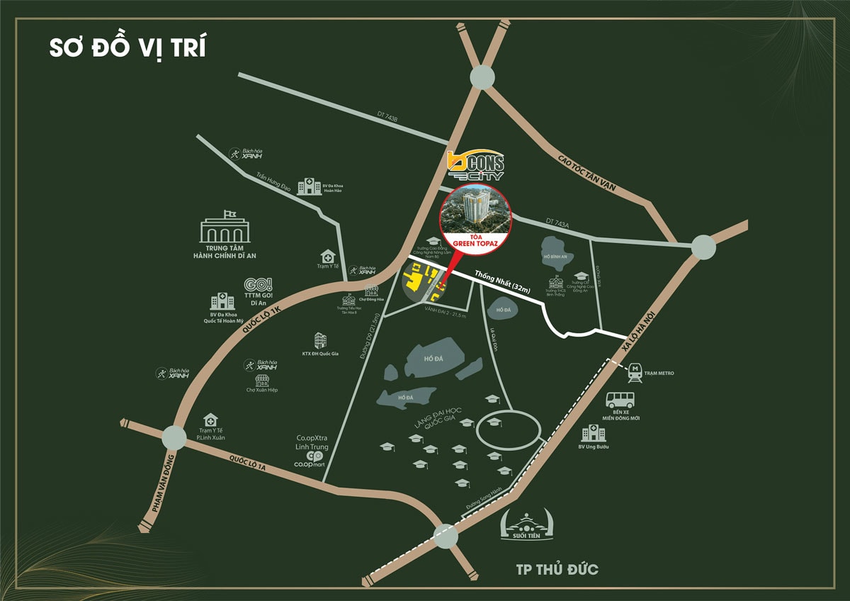 BCONS CITY 1 Vị trí căn hộ Bcons City