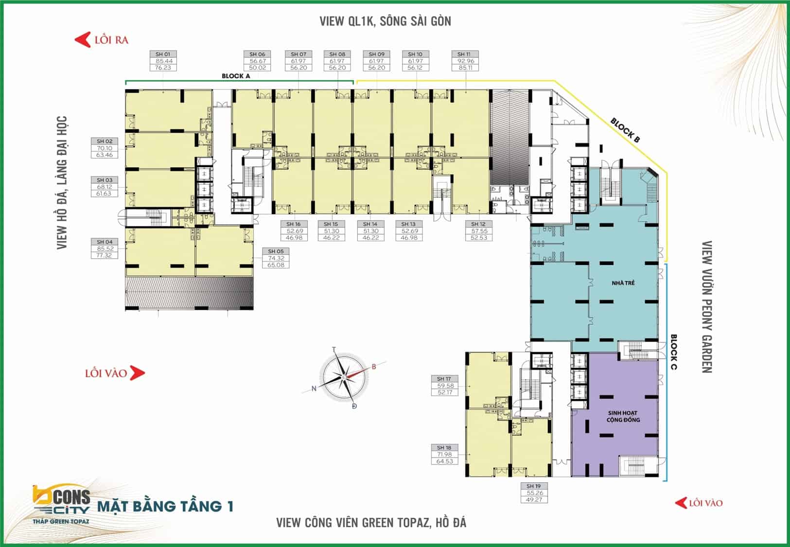 BCONS CITY 14 Mặt bằng tầng 1 Bcons City