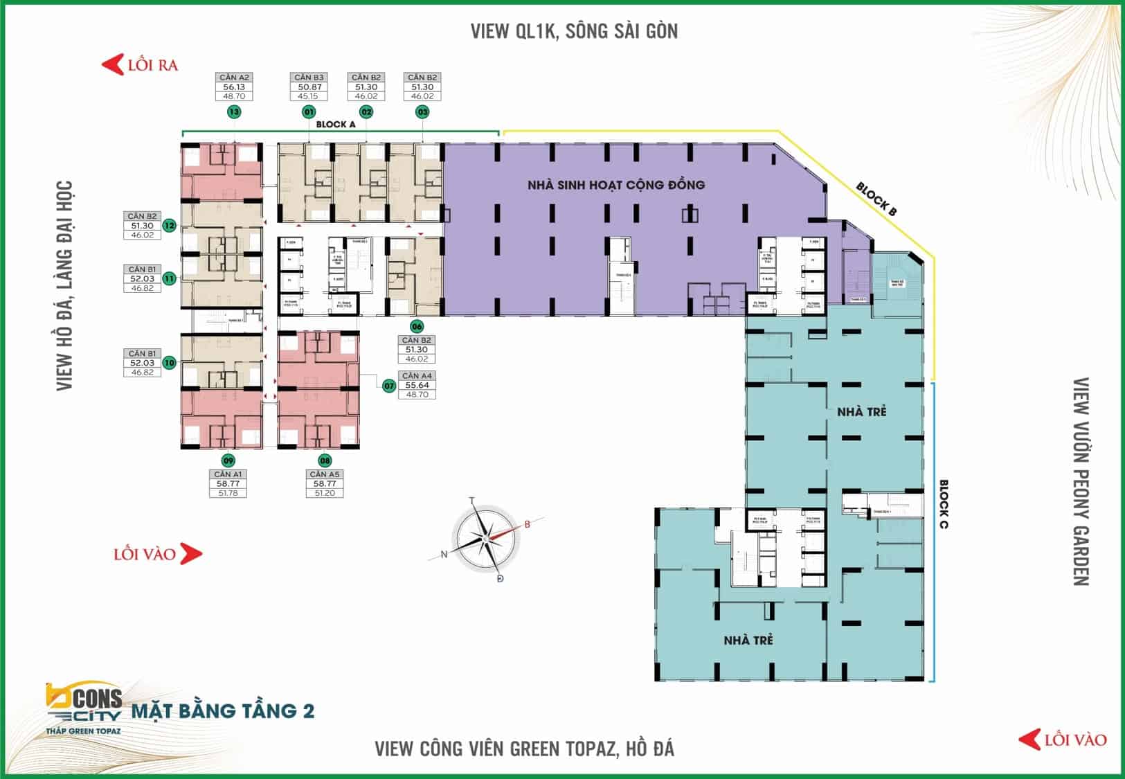 BCONS CITY 15 Mặt bằng tầng 2 Bcons City