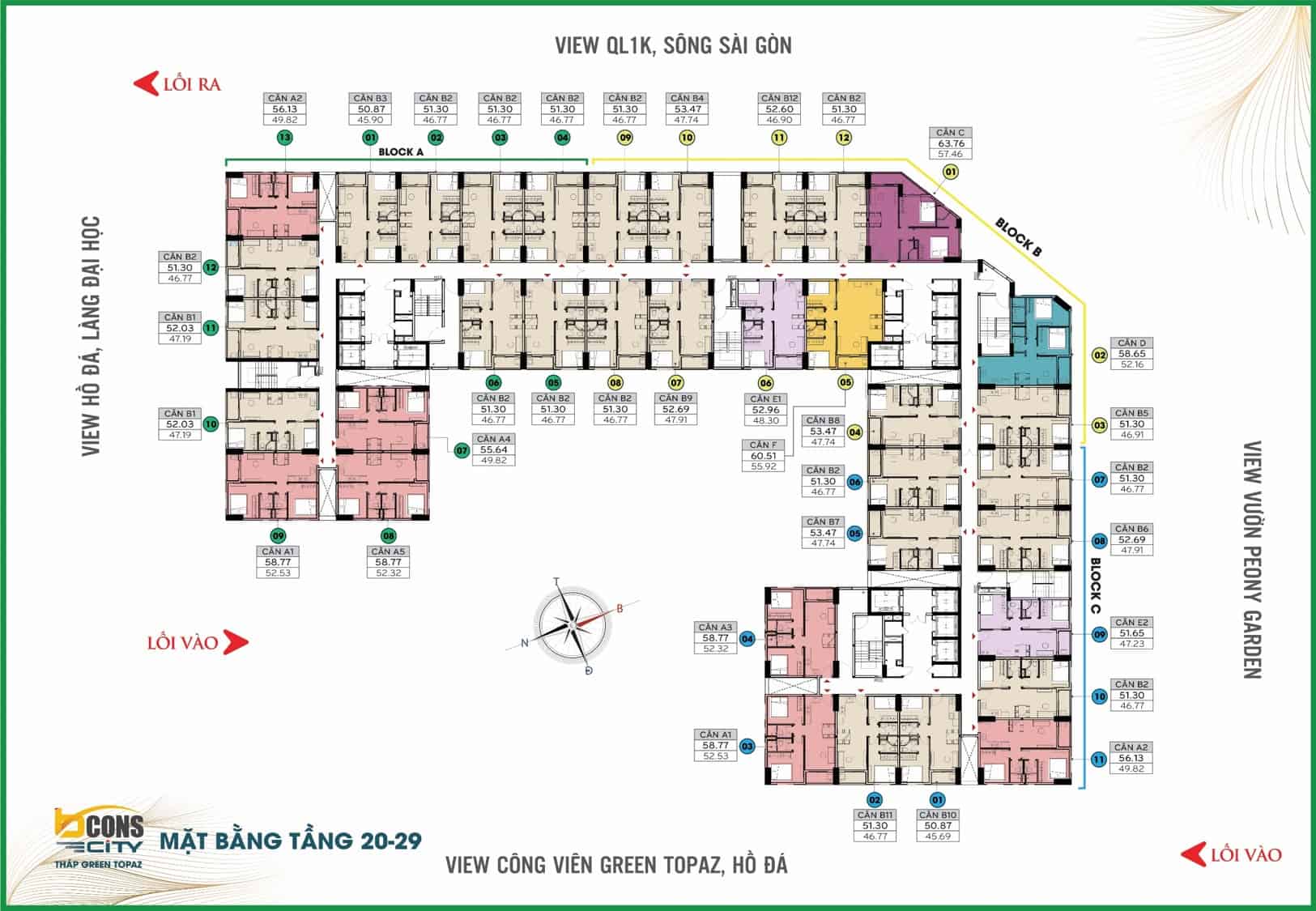 BCONS CITY 18 Mặt bằng tầng 20-29 Bcons City